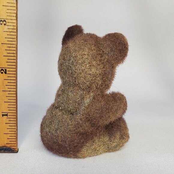 Twin Flocked Vintage Teddy Bear Fuzzy Hand Painted Made in Hong Kong - Picture 8 of 13